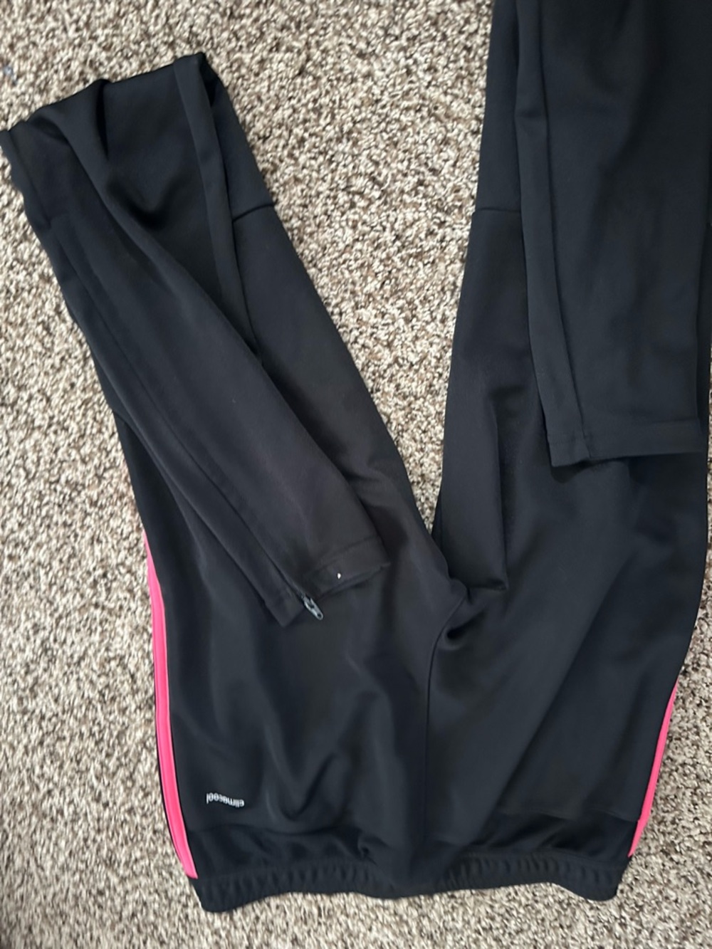 adidas Black Track Pants with Pink Stripe Details - Picture 2 of 3